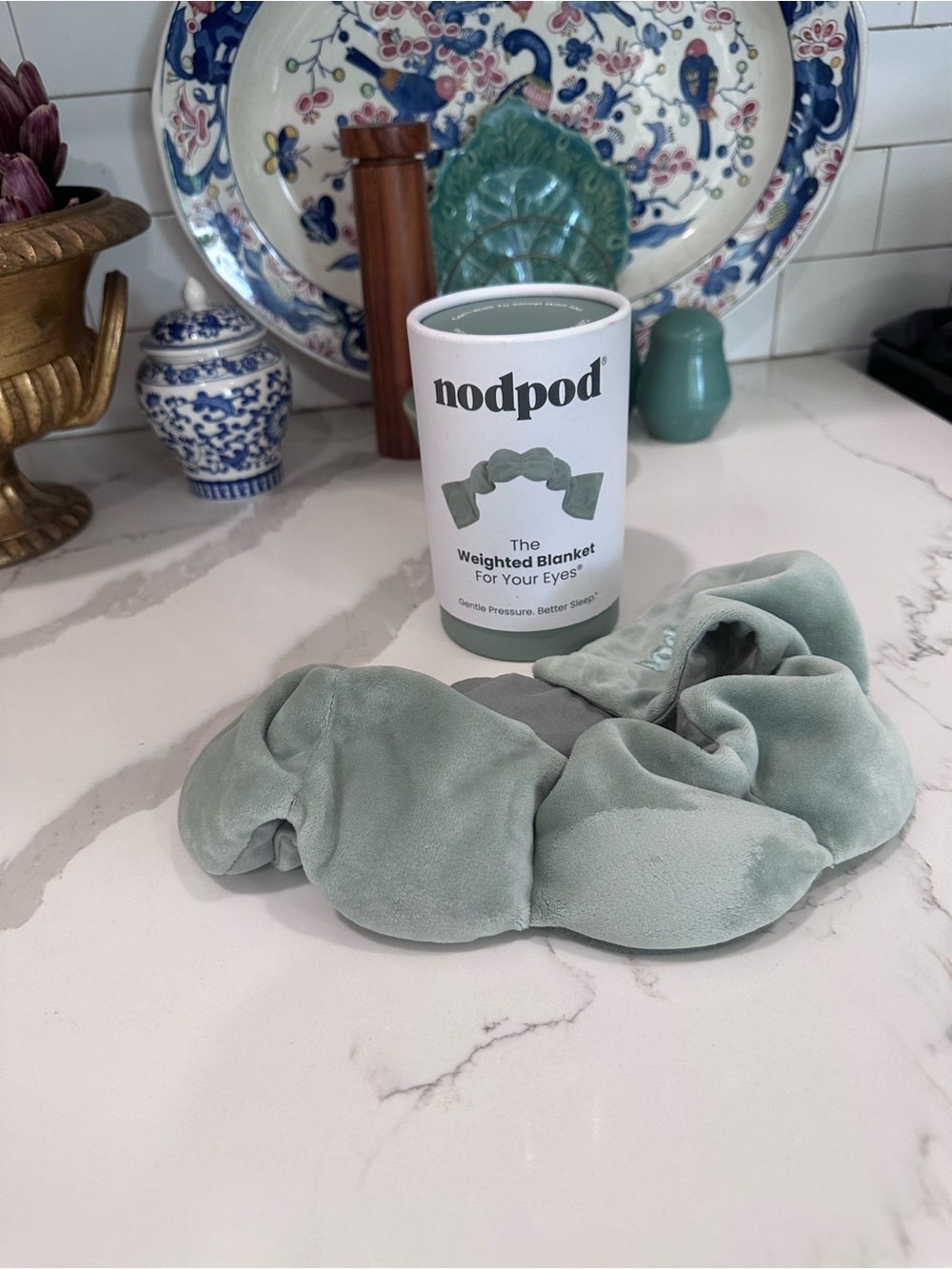 nodpod Sage Green Weighted Eye Blanket – Soothing Pressure Mask
